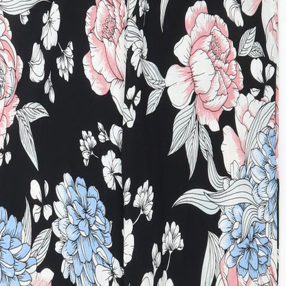 Select Womens Black Floral  Trousers  Size 10 L26 in
