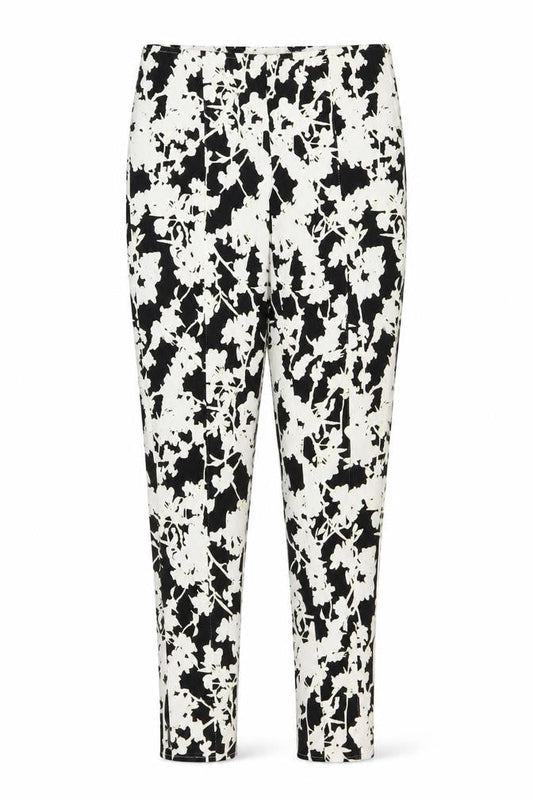 Front view of Atmosphere women’s black floral trousers, size UK 10, 27-inch leg