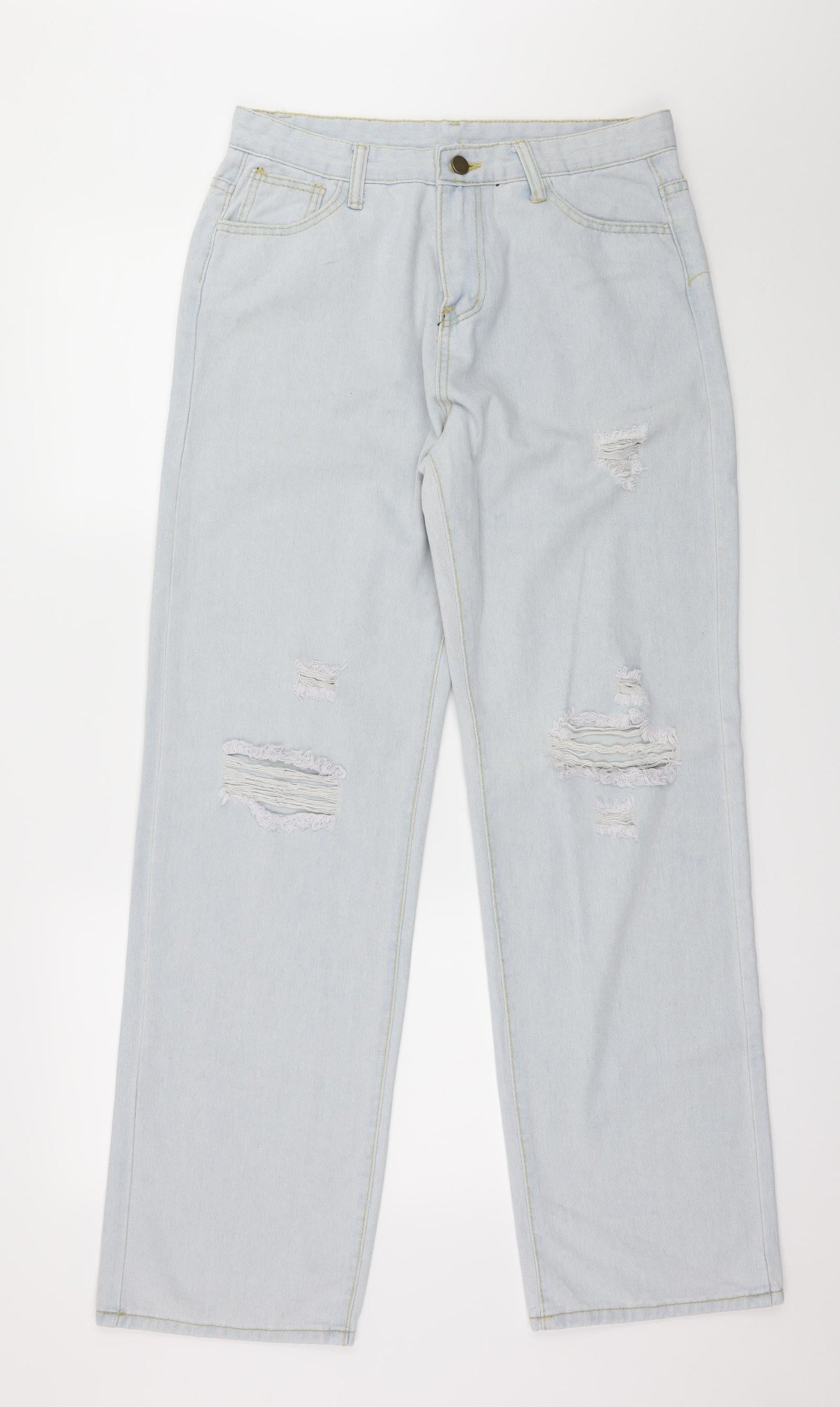 Womens UK Size 32 in Preworn Regular Fit Wide-Leg Blue Jeans