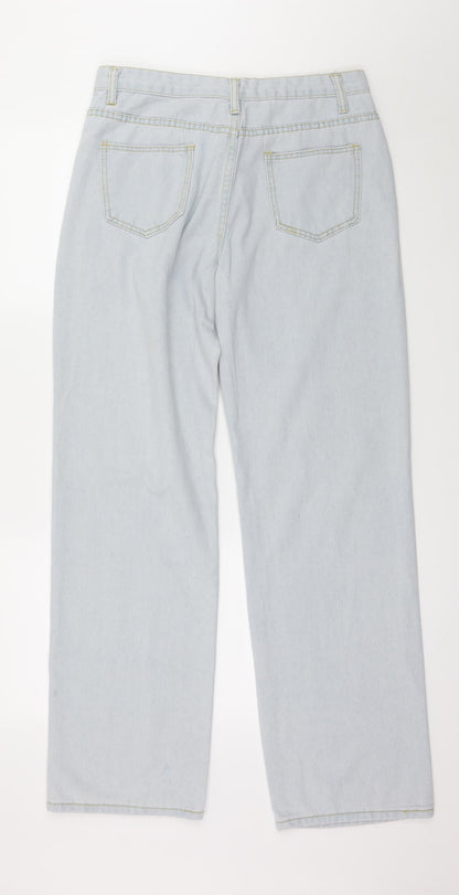 Womens UK Size 32 in Preworn Regular Fit Wide-Leg Blue Jeans