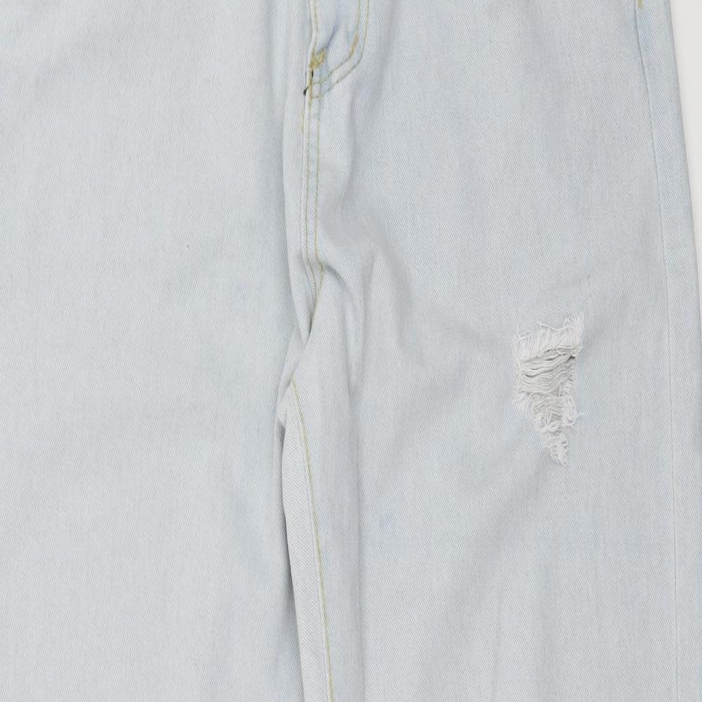 Womens UK Size 32 in Preworn Regular Fit Wide-Leg Blue Jeans
