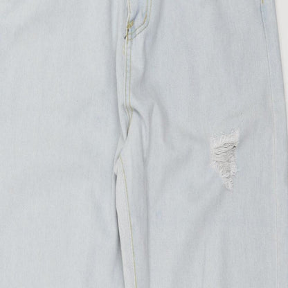 Womens UK Size 32 in Preworn Regular Fit Wide-Leg Blue Jeans
