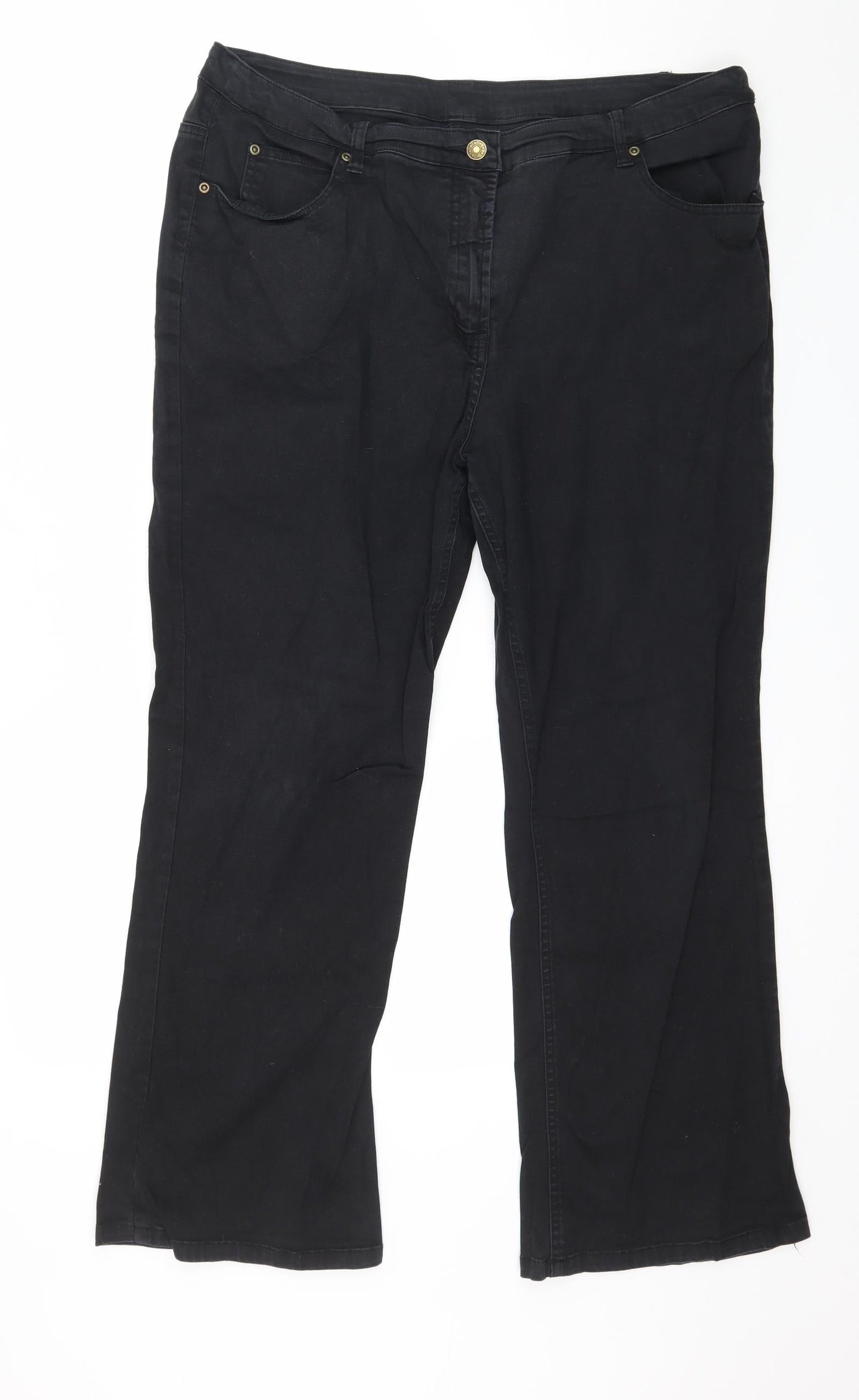 Womens UK Size 16 Preworn Regular Fit Straight Black Jeans