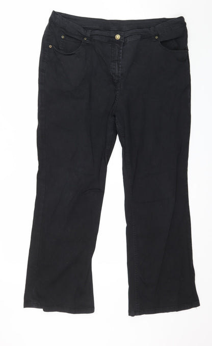 Womens UK Size 16 Preworn Regular Fit Straight Black Jeans