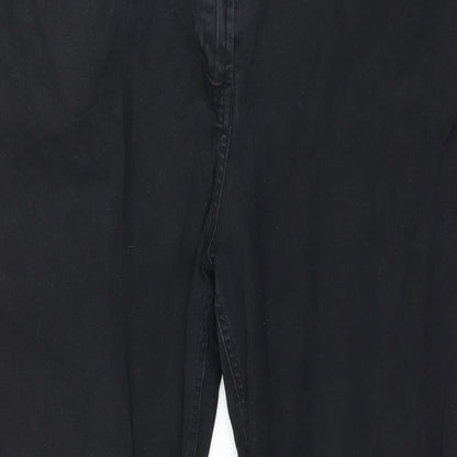 Womens UK Size 16 Preworn Regular Fit Straight Black Jeans
