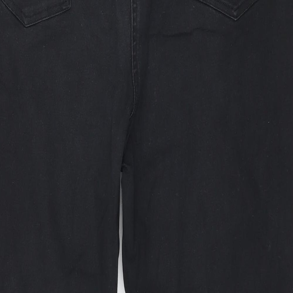 Womens UK Size 16 Preworn Regular Fit Straight Black Jeans