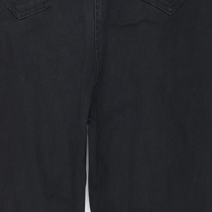 Womens UK Size 16 Preworn Regular Fit Straight Black Jeans