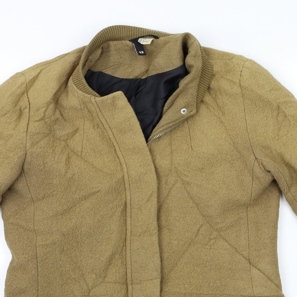 H&M Womens Beige   Overcoat Coat Size 12