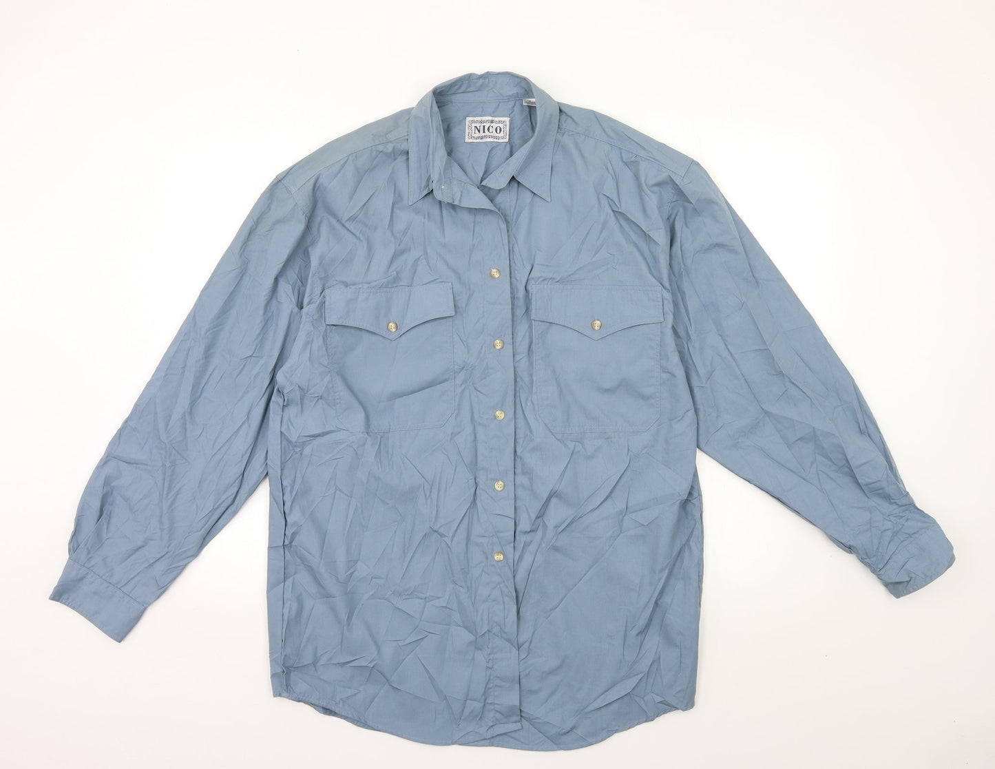 Mens UK Size M NICO Blue  Button-Up Long Sleeve Casual Shirt