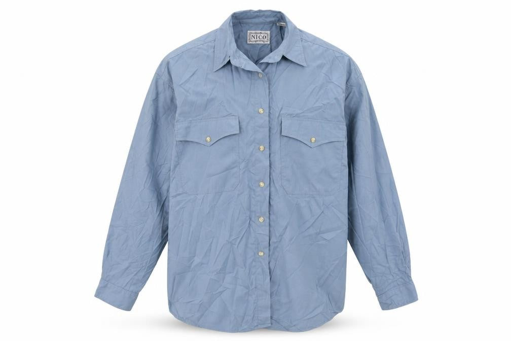 Mens UK Size M NICO Blue  Button-Up Long Sleeve Casual Shirt