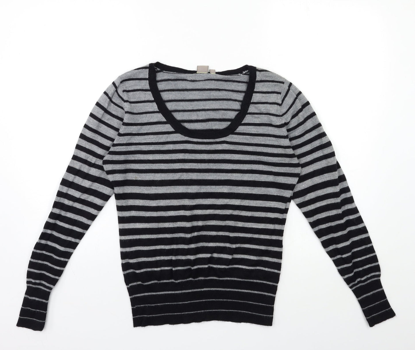 TU Womens Grey Striped Knit Pullover Jumper Size 12