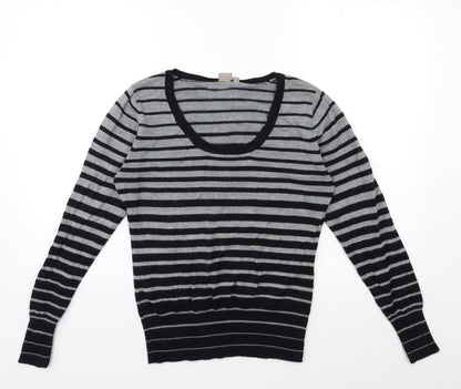 TU Womens Grey Striped Knit Pullover Jumper Size 12