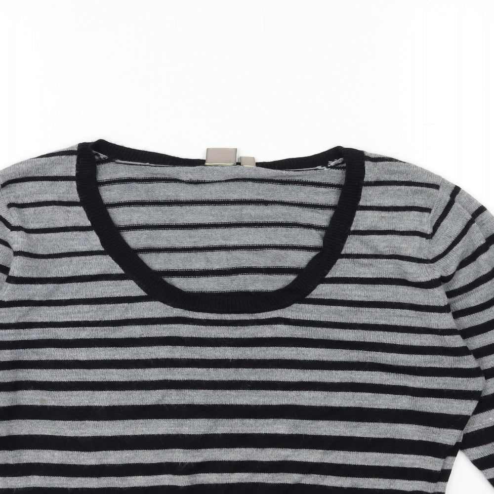 TU Womens Grey Striped Knit Pullover Jumper Size 12