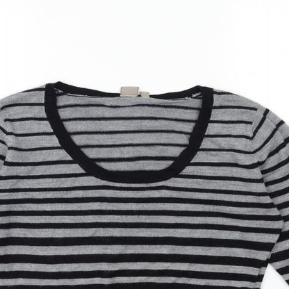 TU Womens Grey Striped Knit Pullover Jumper Size 12