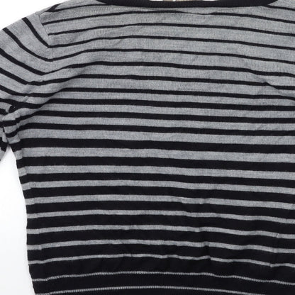 TU Womens Grey Striped Knit Pullover Jumper Size 12