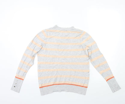 F&F Womens Grey Striped Knit Pullover Jumper Size 10