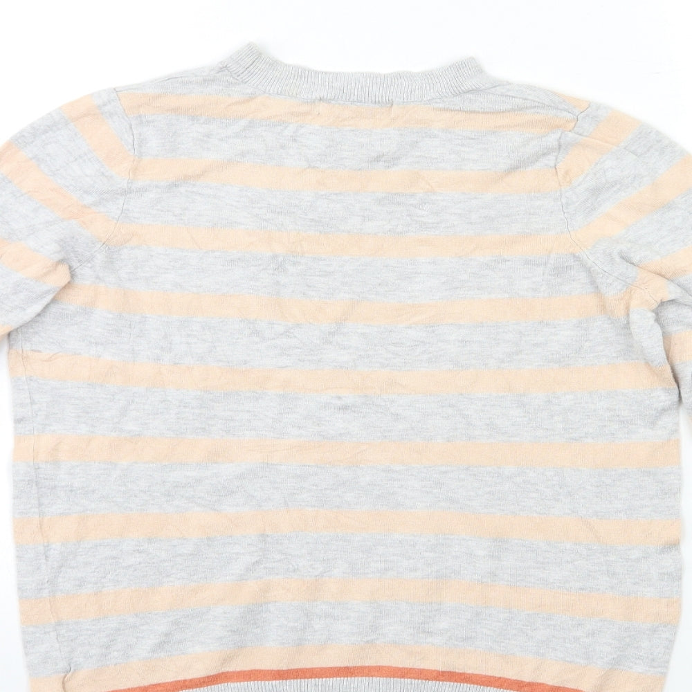 F&F Womens Grey Striped Knit Pullover Jumper Size 10