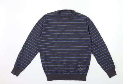 Esprit Mens Blue Striped Knit Pullover Jumper Size M