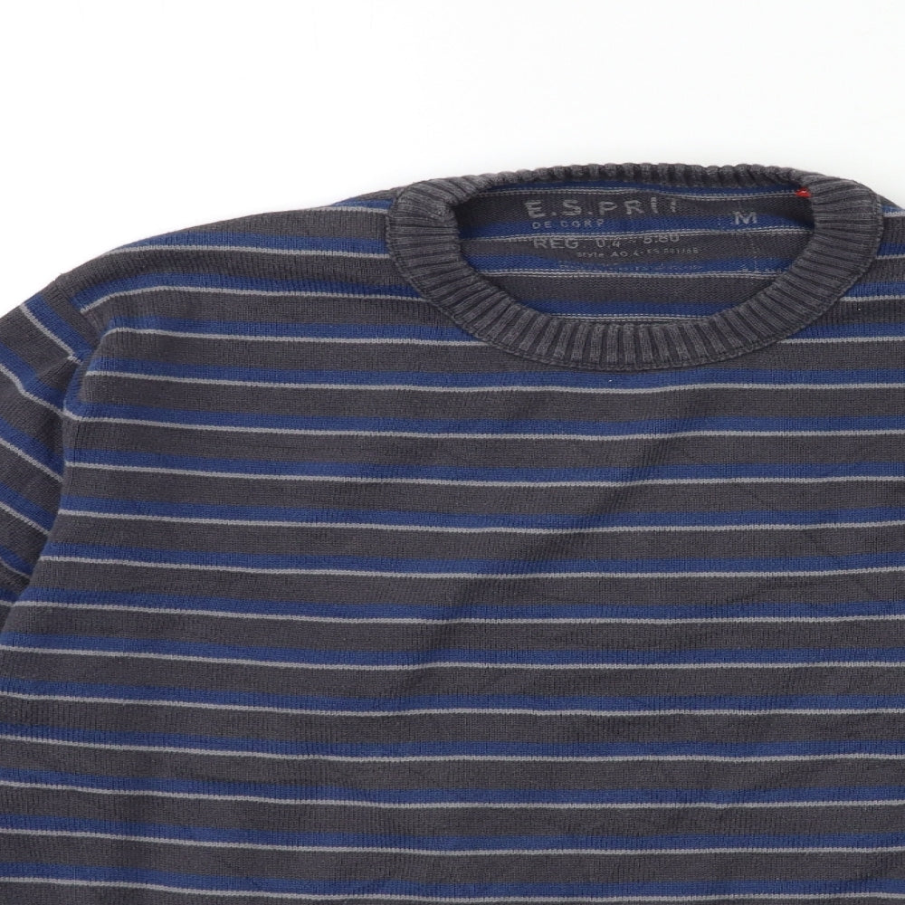 Esprit Mens Blue Striped Knit Pullover Jumper Size M