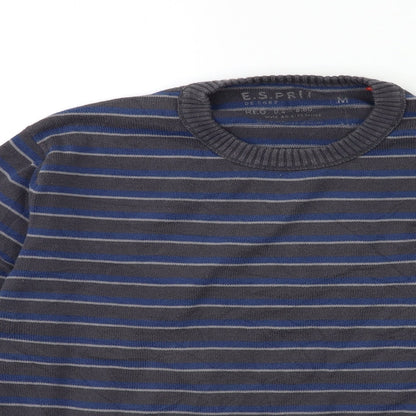 Esprit Mens Blue Striped Knit Pullover Jumper Size M