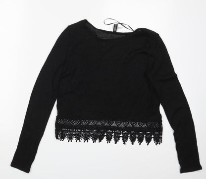 Womens UK Size XS Divided Black Basic T-Shirt