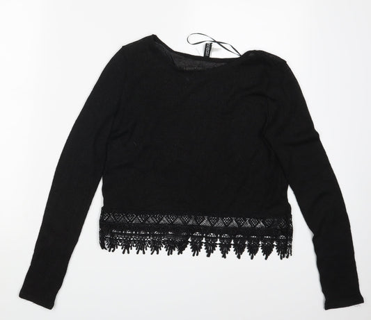 Womens UK Size XS Divided Black Basic T-Shirt