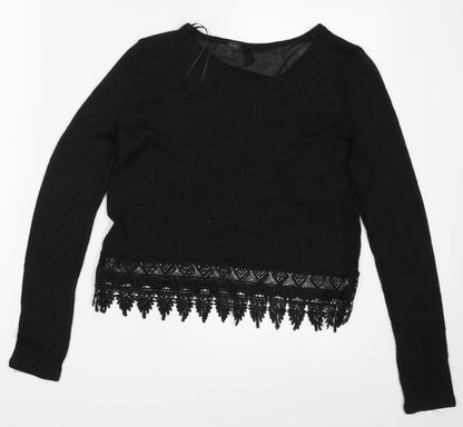 Womens UK Size XS Divided Black Basic T-Shirt