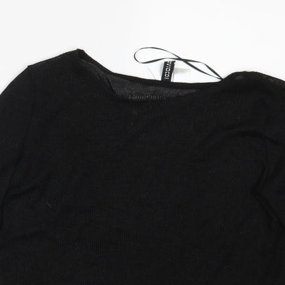 Womens UK Size XS Divided Black Basic T-Shirt