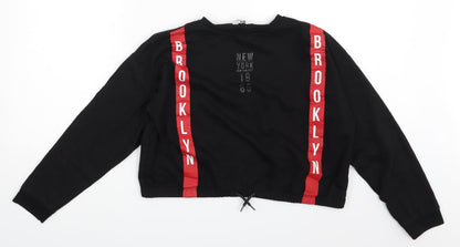Primark Girls Black   Pullover Sweatshirt Size 14-15 Years  - Brooklyn