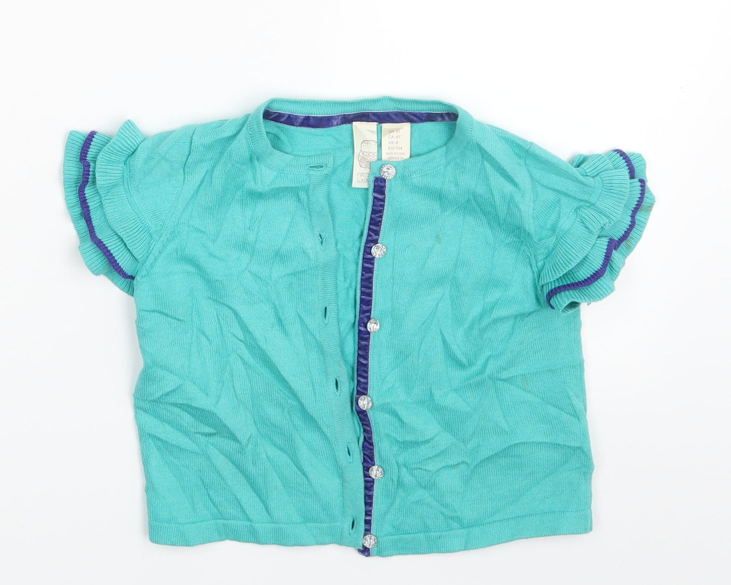 First Wish Girls Green   Cardigan Jumper Size 4 Years
