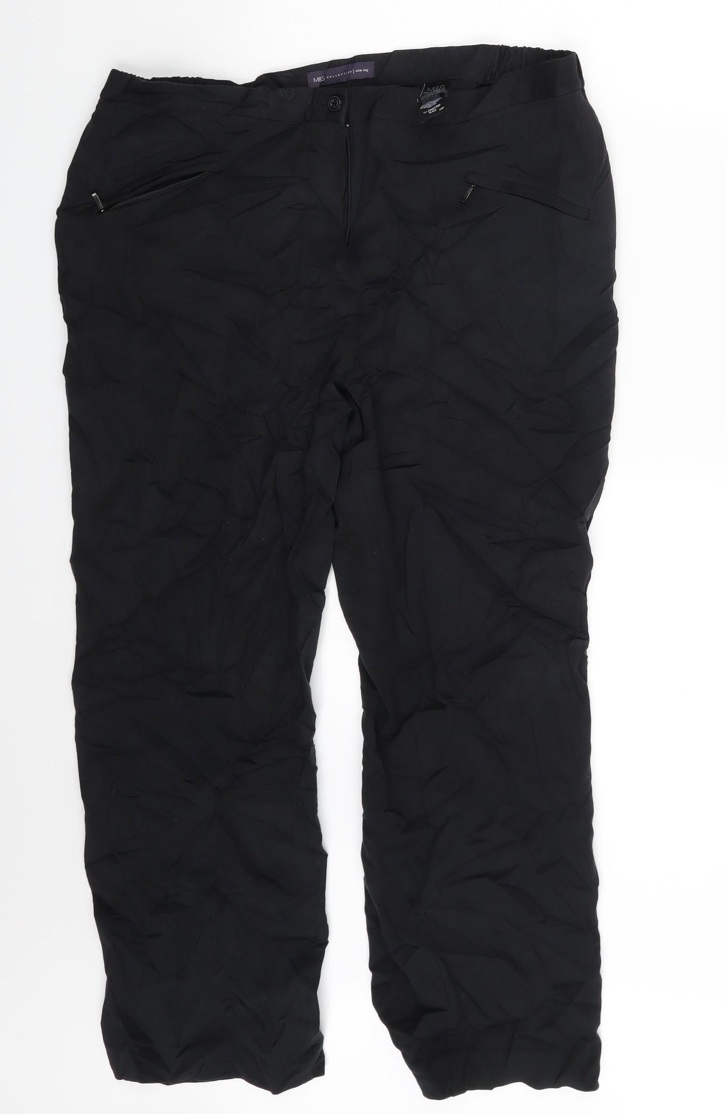 Womens UK Size 16 M&S Slim Fit  Black Trousers