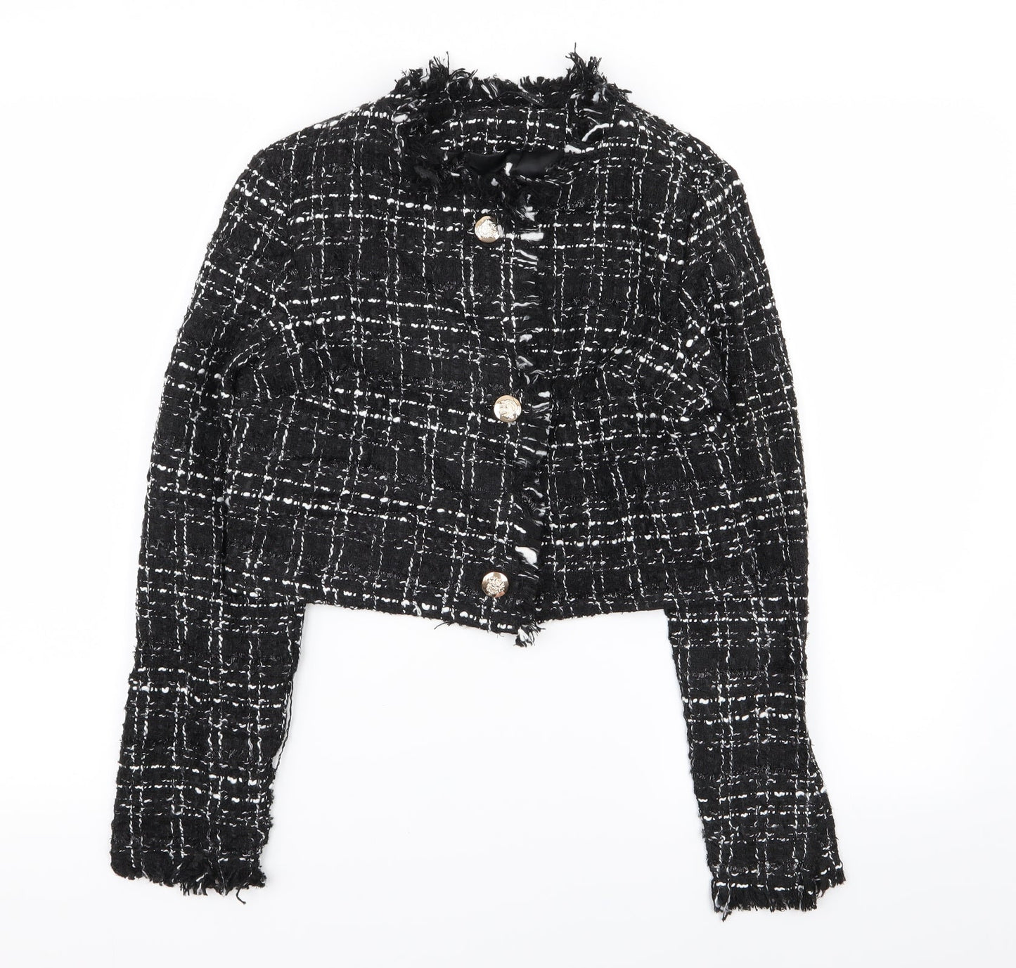 SheIn Womens Black Geometric  Jacket Blazer Size 6