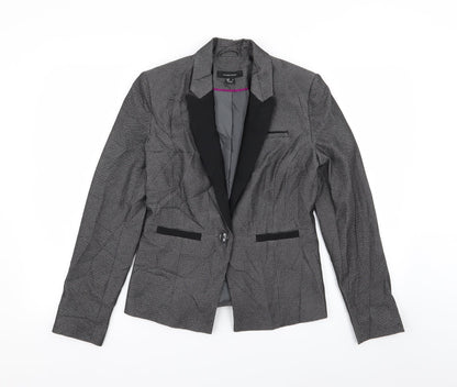 Primark Womens Black Geometric  Jacket Blazer Size 8