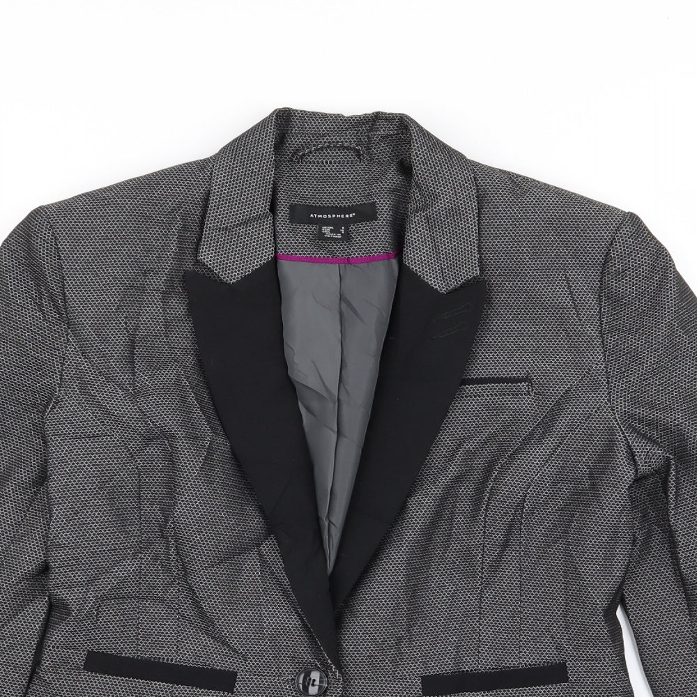 Primark Womens Black Geometric  Jacket Blazer Size 8