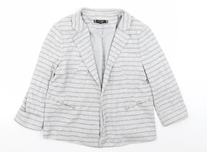 Principles Womens Grey Striped  Jacket Blazer Size 16
