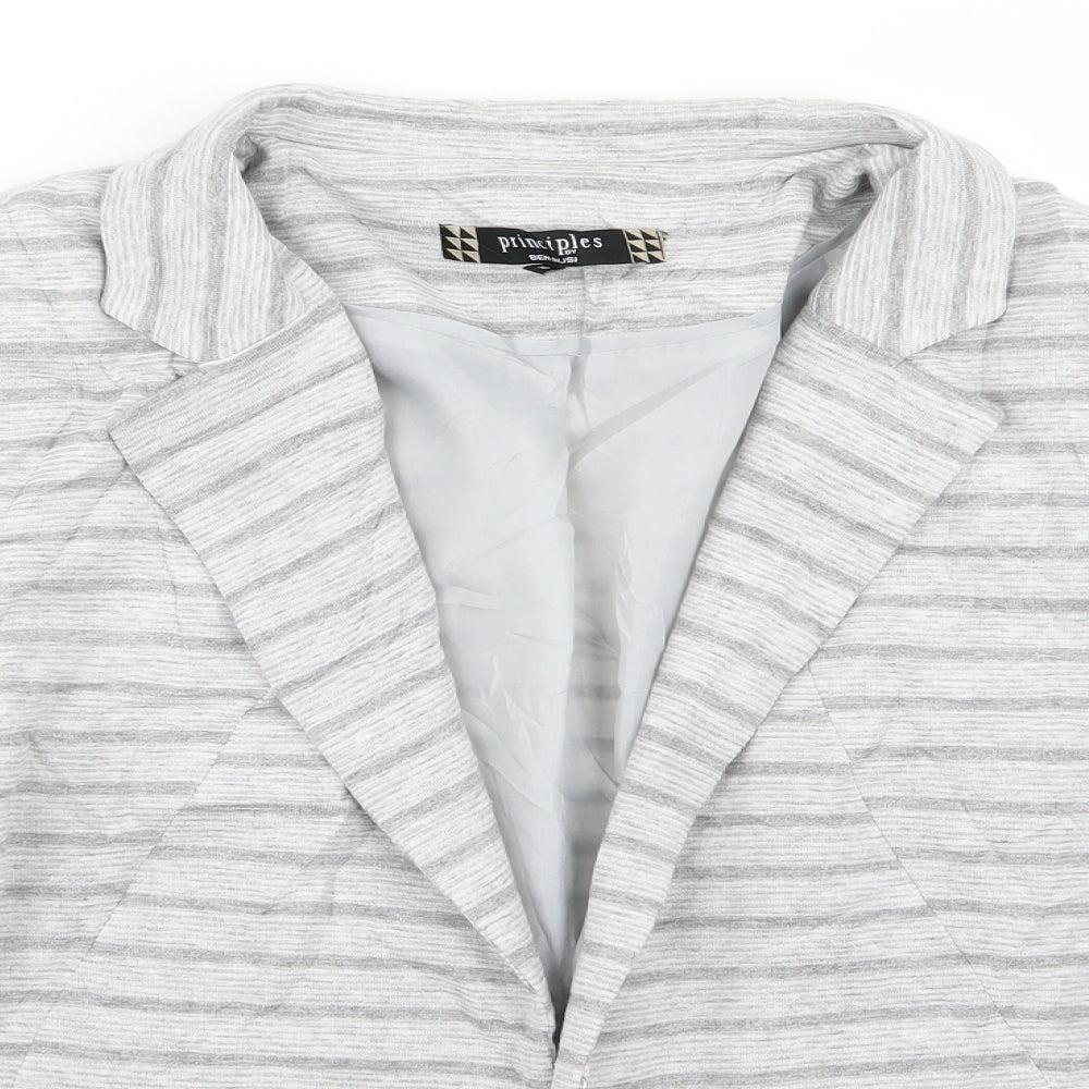 Principles Womens Grey Striped  Jacket Blazer Size 16