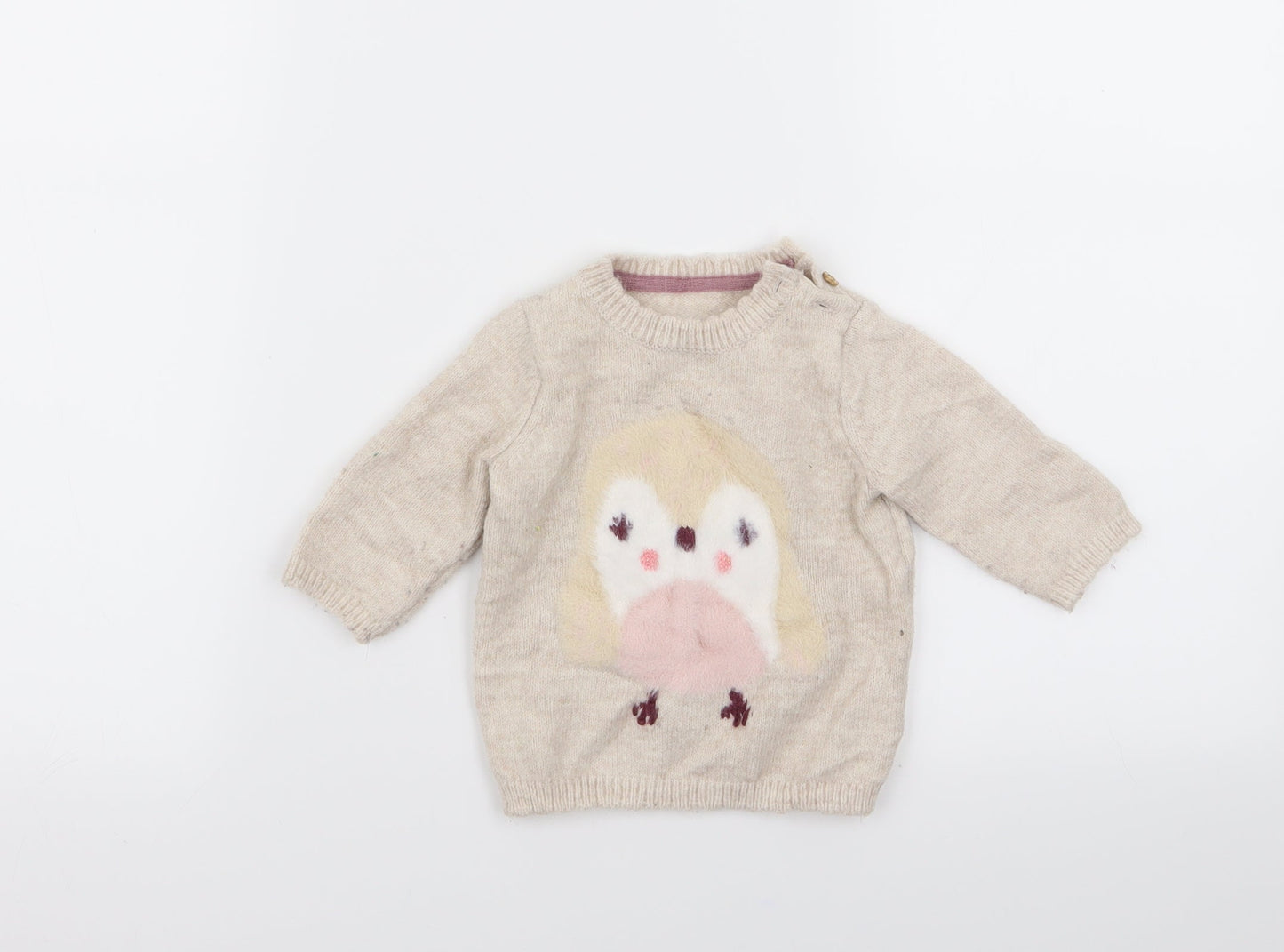 Asda George Girls Beige   Pullover Jumper Size 3-6 Months