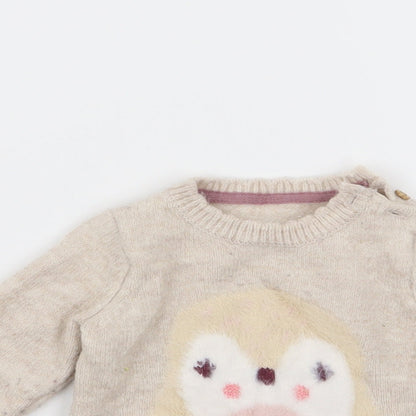 Asda George Girls Beige   Pullover Jumper Size 3-6 Months
