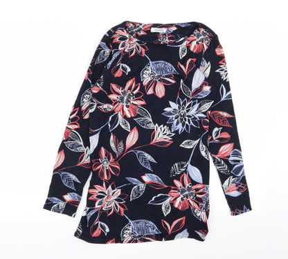M&S Womens Blue Floral  Basic T-Shirt Size 8