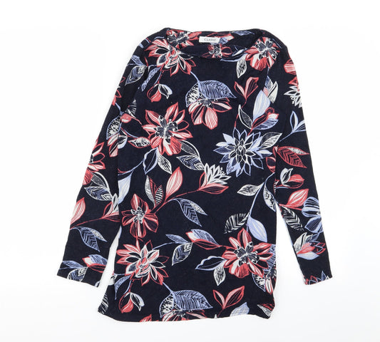 M&S Womens Blue Floral  Basic T-Shirt Size 8