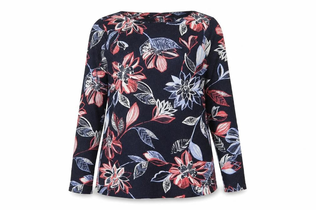 M&S Womens Blue Floral  Basic T-Shirt Size 8