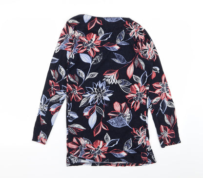 M&S Womens Blue Floral  Basic T-Shirt Size 8