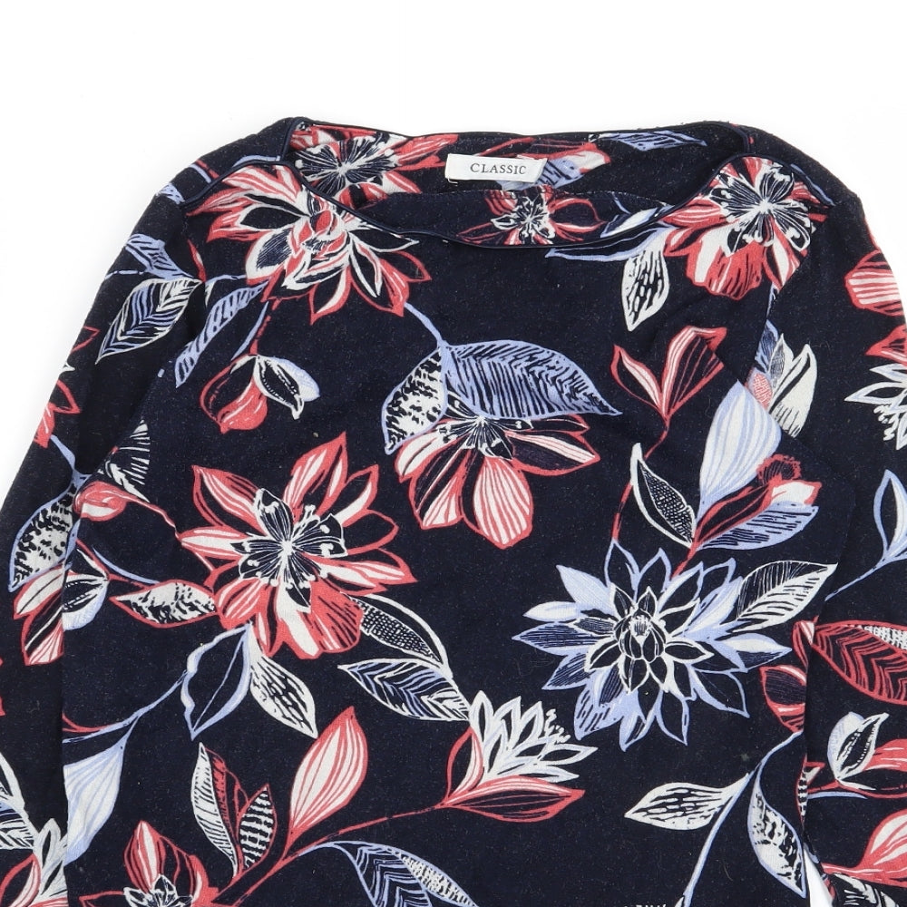 M&S Womens Blue Floral  Basic T-Shirt Size 8