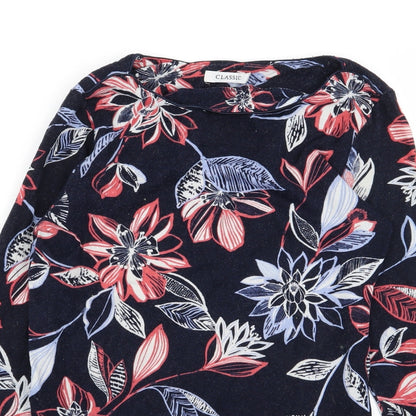 M&S Womens Blue Floral  Basic T-Shirt Size 8