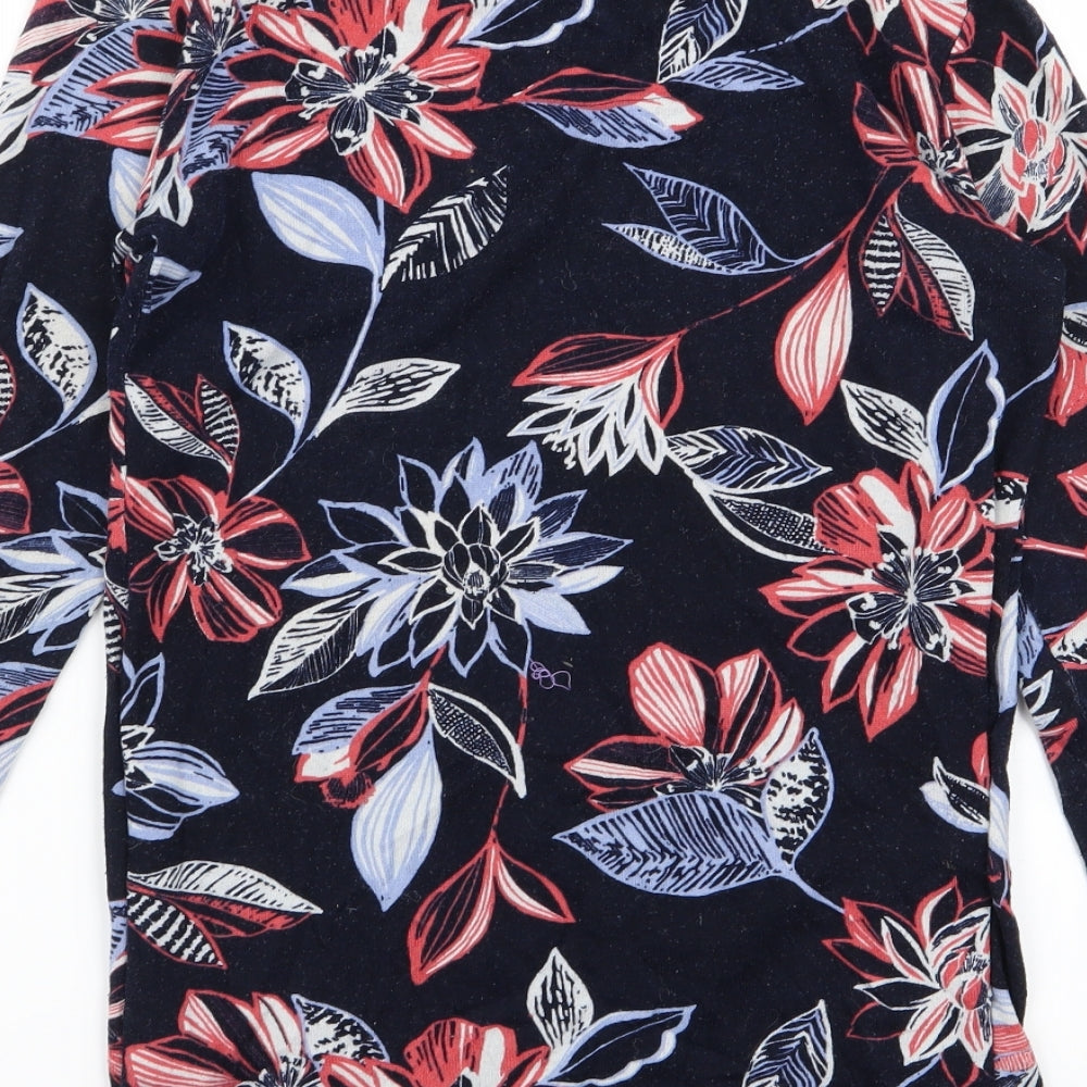 M&S Womens Blue Floral  Basic T-Shirt Size 8