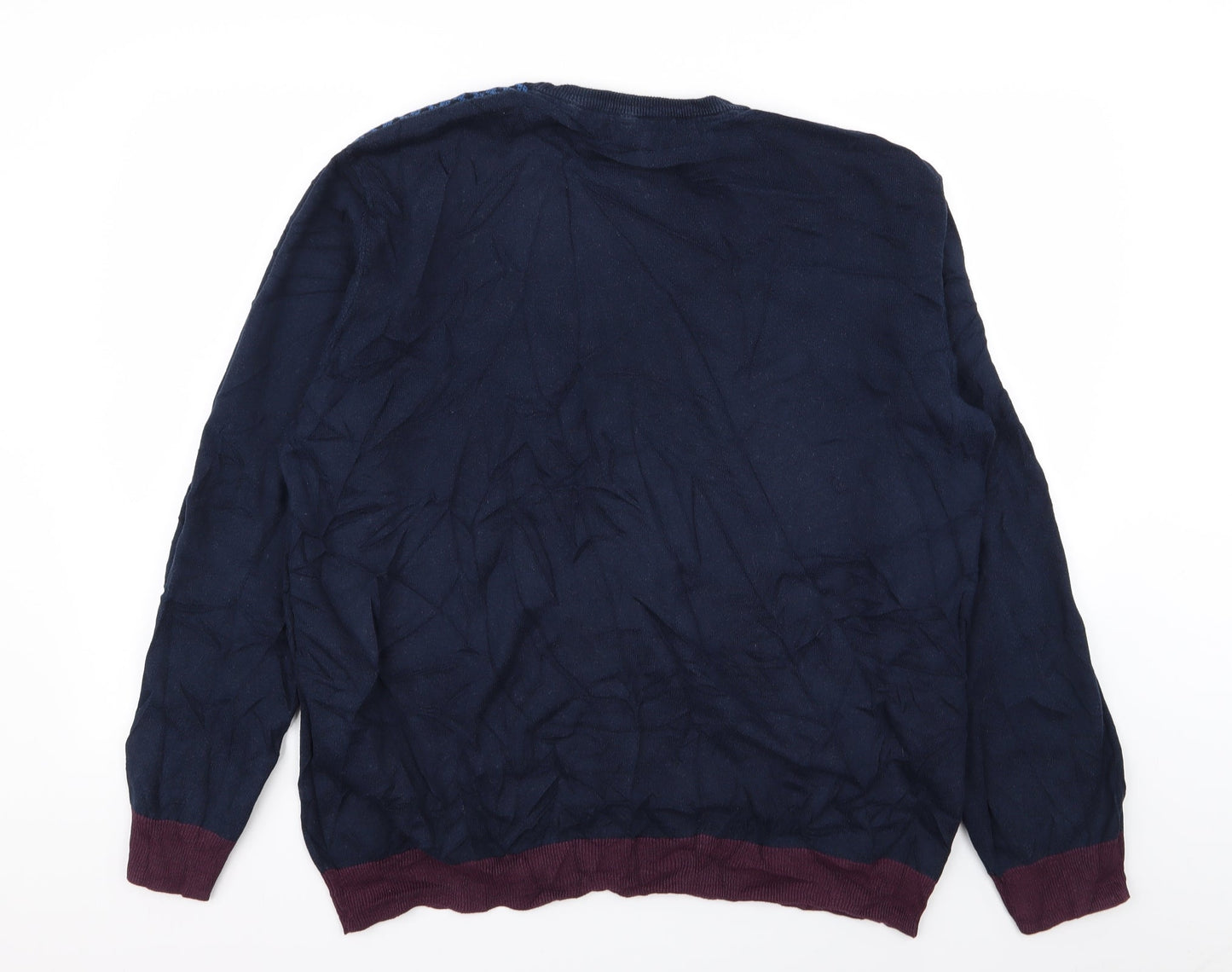 Easy Mens Blue Geometric  Pullover Jumper Size XL