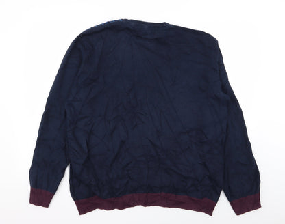 Easy Mens Blue Geometric  Pullover Jumper Size XL