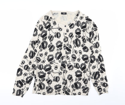 F&F Womens Multicoloured Floral  Cardigan Jumper Size 12