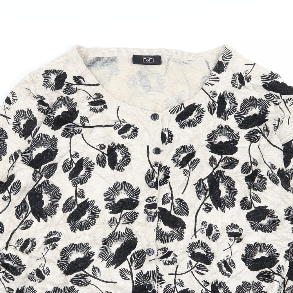 F&F Womens Multicoloured Floral  Cardigan Jumper Size 12