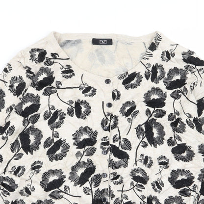 F&F Womens Multicoloured Floral  Cardigan Jumper Size 12